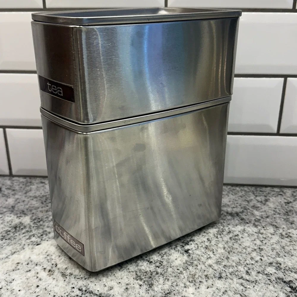 Vintage Lincoln BeautyWare Canister Set‎ Silver Stackable Tea Coffee MCM Retro
